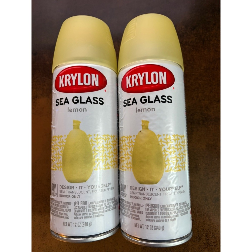 2 KRYLON Sea Glass LEMON Semi Translucent Frosted Finish Spray Paint 12 Oz
